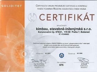 Certifikát Soliditet / Bisnode